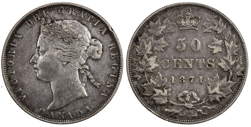 CANADA: Victoria, 1837-1901, AR 50 cents, 1871-H, KM-6, obverse rim nick, a few ...