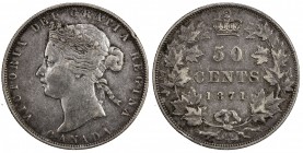 CANADA: Victoria, 1837-1901, AR 50 cents, 1871-H, KM-6, obverse rim nick, a few small scratches, better date, VF.