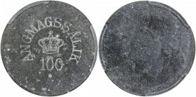 GREENLAND: Angmagssalik: zinc 100 øre token, ND, KM-Tn21.1, Royal Greenland Trade Co., Angmagssalik, uniface, reported mintage of just 205 pieces, PCG...