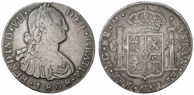 GUATEMALA: Carlos IV, 1788-1808, AR 8 reales, 1808-NG, KM-64, assayer M, VF.