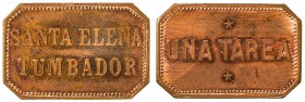 GUATEMALA: AE token (4.48g), ND [ca. 1900s], cf. Rulau-Smc 37, cf. Paiz-FS.085.06, 27x18mm bronze token for Santa Elena, El Tumbador, San Marcos Depar...