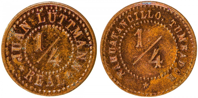 GUATEMALA: AE ¼ real token (0.96g), ND [ca. 1900s], Rulau-Smc 28, cf. Paiz-FN.02...