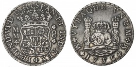 MEXICO: Fernando VI, 1746-1759, AR 8 reales, 1759-Mo, KM-104.2, "Columnario" or "Pillar dollar", assayer MM, VF-EF.