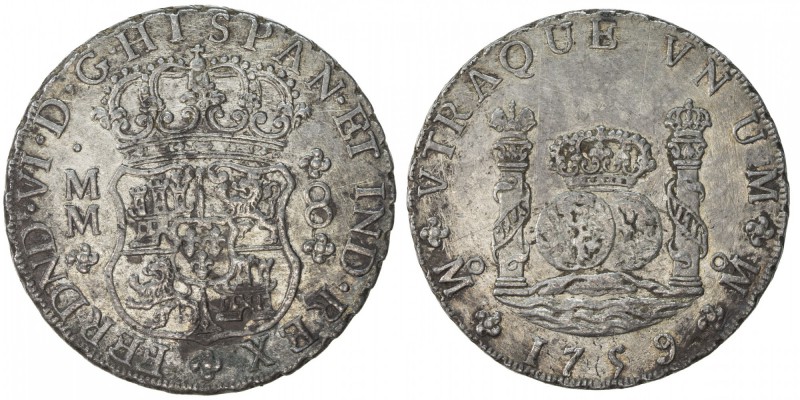 MEXICO: Fernando VI, 1746-1759, AR 8 reales, 1759-Mo, KM-140.2, "Columnario" or ...