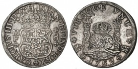 MEXICO: Carlos III, 1759-1788, AR 8 reales, 1769-Mo, KM-105, "Columnario" or "Pillar dollar", assayer MF, several tiny chopmarks, VF-EF.