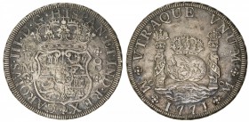 MEXICO: Carlos III, 1759-1788, AR 8 reales, 1771-Mo, KM-105, "Columnario" or "Pillar dollar", assayer MF, EF.