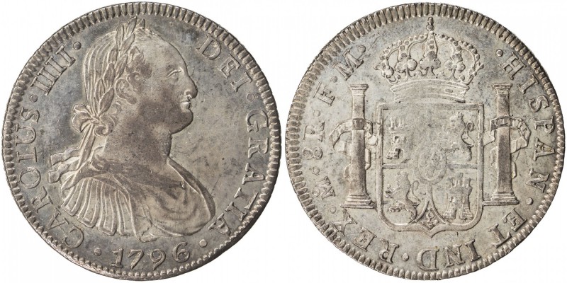 MEXICO: Carlos IV, 1788-1808, AR 8 reales (26.93g), 1796-Mo, KM-109, assayer FM,...
