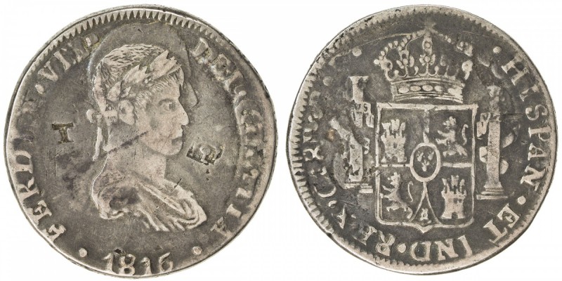 MEXICO: Fernando VII, 1808-1822, AR 8 reales (25.95g), 1819-Ca, KM-111.1, Calicó...