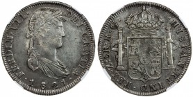 MEXICO: Fernando VII, 1808-1821, AR 8 reales, 1821-Zs, KM-111.5, assayer RG, "HISPAN" variety, NGC graded AU55.