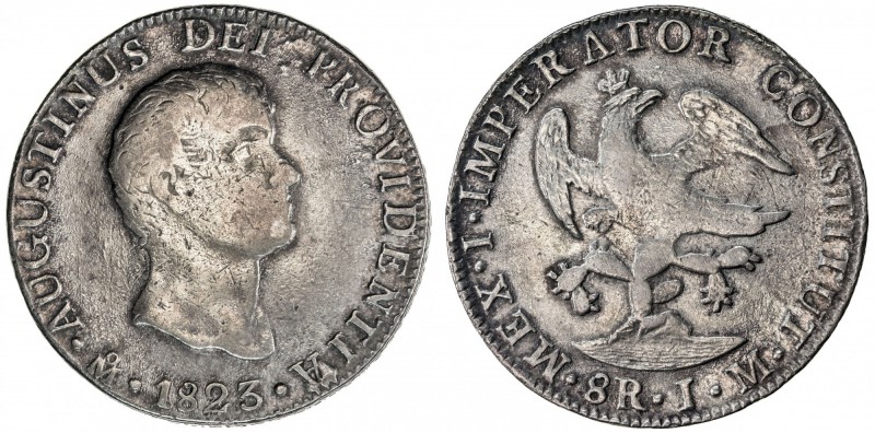 MEXICO: Augustin I Iturbide, 1822-1823, AR 8 reales, 1823-Mo, KM-310, assayer JM...
