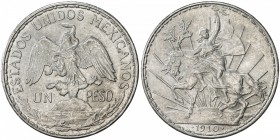 MEXICO: Republic, AR peso, 1910, KM-453, "Caballito" type, AU.