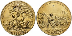MEXICO: gilt AR medal (66.89g), 1910, as Grove-380, 50mm, on the 100th Anniversary of Independence, CENTENARIO DE LA INDEPENDENCIA MEXICANA, an angel ...