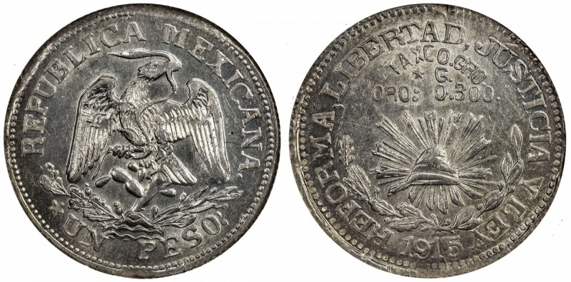 MEXICO: Revoluntionary Issue, AR peso, Taxco, Guerrero, 1915, KM-672, star befor...