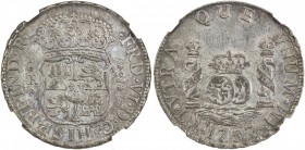 PERU: Fernando VI, 1746-1759, AR 2 reales, 1757-LM, KM-52, well struck, pleasing patina, NGC graded AU55.