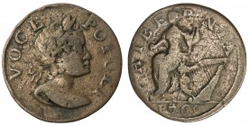 UNITED STATES: Voce Populi coppper, 1760, Fine, "Voce Populi" (by the voice of the people) standard type: laureate bust right // Hibernia seated left,...