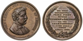 UNITED STATES:AE so-called dollar (17.94g), 1860, H&K-9, UNC, 34mm bronze so-called dollar for the Heenan-Sayers Boxing Bout by H. B. Smith and Hartma...