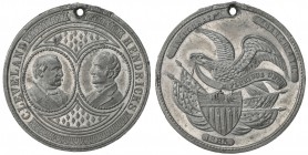 UNITED STATES: white metal medal, 1885, WM-35, AU, 35mm, CLEVELAND / HENDRICKS, busts facing one another, separately encircled // INAUGURATED / MARCH ...