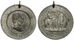 UNITED STATES: white metal medal, 1889, D-49A, AU, 38mm, GEORGE WASHINGTON FIRST PRESIDENT OF THE UNITED STATES 1789 around bust facing right within c...