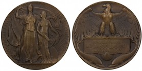 UNITED STATES: AE medal, 1904, EF, 64mm, Bronze medal for the Louisiana Purchase Exposition in St. Louis by Adolph A. Weinman, Columbia wraps American...