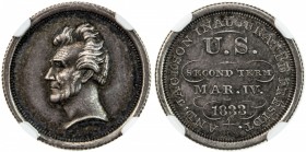 UNITED STATES: AR medalet, ND (1833-34), Julian-PR-33, NGC graded MS63, 18mm, 1833 Andrew Jackson Second Term Inaugural Medal in silver, struck at the...