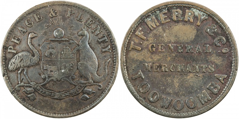 AUSTRALIA: AE penny token, ND [1863], KM-Tn167.2, Renniks-358, Andrews-366, T. F...