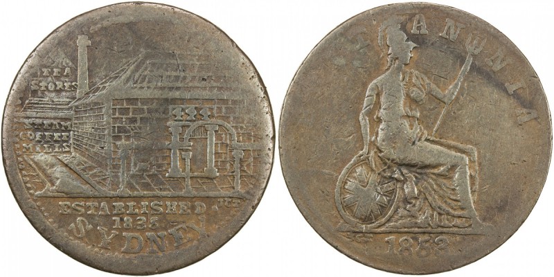 AUSTRALIA: AE penny token, 1853, KM-Tn192.1, Renniks-542, Andrews-431, Peek & Ca...