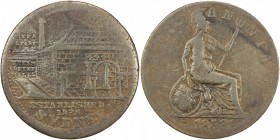 AUSTRALIA: AE penny token, 1853, KM-Tn192.1, Renniks-542, Andrews-431, Peek & Campbell Tea Stores, Sydney, New South Wales, crudely struck (as always)...