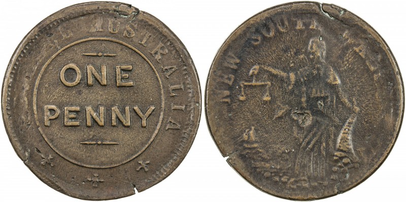 AUSTRALIA: AE penny token, ND [1850], KM-Tn284, Renniks-9, Andrews-632, Whitty &...