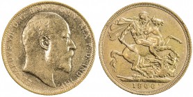 AUSTRALIA: Edward VII, 1901-1910, AV sovereign (7.98g), 1906-M, KM-15, EF-AU.