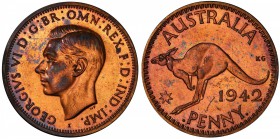 AUSTRALIA: George VI, 1936-1952, AE penny, 1942-I, KM-36, Bombay Mint proof restrike, PCGS graded PF62 RB. Pridmore states that "The earliest of this ...