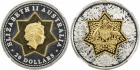 AUSTRALIA: Elizabeth II, 1952-, 20 dollars, [2001], KM-597, 100th Anniversary of Australian Federation, bimetallic gold (.999) center in silver (.999)...