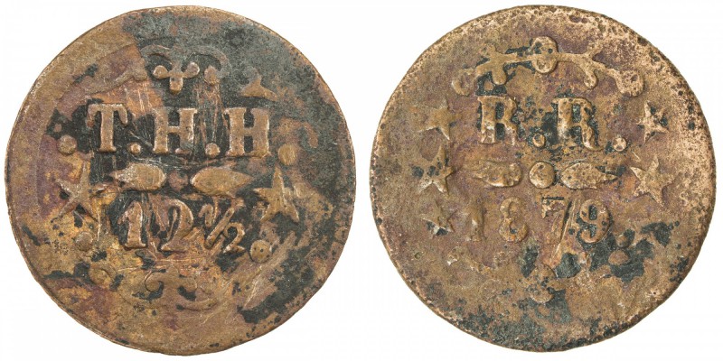 HAWAII: Kalakaua, 1874-1891, AE 12½ cents token (2.06g), 1879, Metcalf & Russell...
