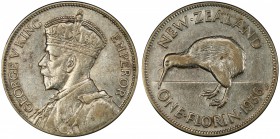 NEW ZEALAND: George V, 1910-1936, AR florin, 1936, KM-4, key date, PCGS graded AU50.