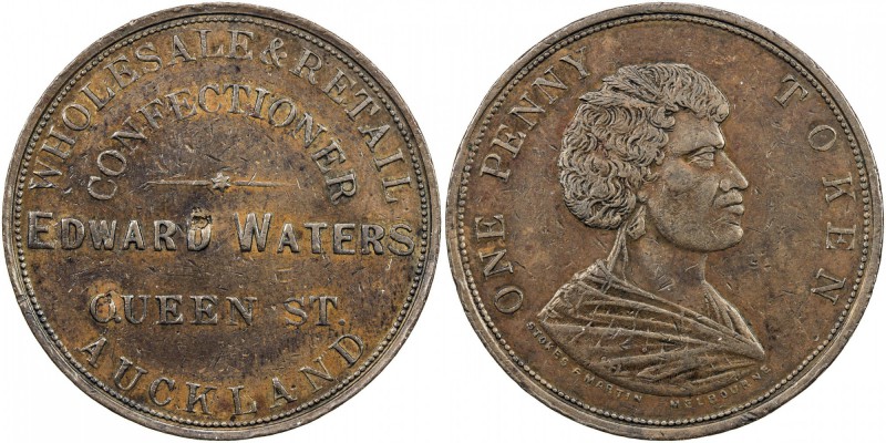 NEW ZEALAND: AE penny token, ND [1873], KM-Tn70.2, Andrews-610, Renniks-582, Edw...