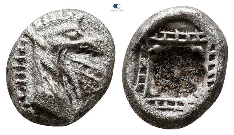 Caria. Kindya circa 510-480 BC. 
Tetrobol AR

11 mm, 1,48 g



Very Fine