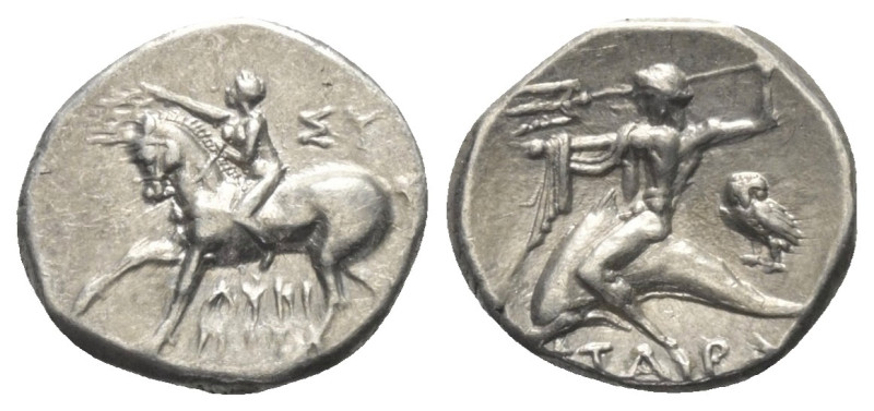 Kalabrien. Tarent.

 Didrachme oder Nomos (Silber). Ca. 272 - 240 v. Chr.
Vs:...