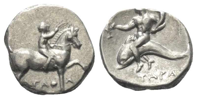 Kalabrien. Tarent.

 Didrachme oder Nomos (Silber). Ca. 272 - 240 v. Chr.
Vs:...