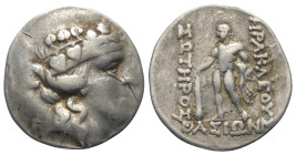 Inseln vor Thrakien. Thasos.

 Tetradrachme (Silber). Ca. 148 - 90 v. Chr.
Vs: Kopf des Dionysos mit Efeukranz und Tainia rechts.
Rs: Jugendlicher...