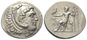 Pamphylien. Aspendos.

 Tetradrachme (Silber). 205 / 204 v. Chr. (Jahr 8).
Prägung im Namen Alexanders III. des Großen.

Vs: Kopf des jugendliche...