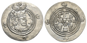 Sasanidisches Königreich. Khusro II. (590 - 628 n. Chr.).

 Drachme (Silber). 605 / 606 n. Chr. (Jahr 16). A (nicht sicher identifizierte Münzstätte...