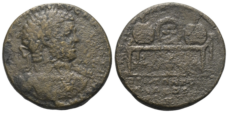 Mysien. Pergamon. Caracalla (197 - 217 n. Chr.).

 Bronzemedaillon.
Vs: Büste...
