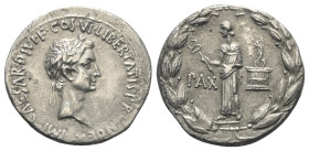 Ionien. Ephesos. Augustus (27 v. Chr. - 14 n. Chr.).

 Cistophor (Silber). 28 v. Chr.
Vs: IMP·CAESAR·DIVI·F·COS·VI·LIBERTATIS·P·R·VINDEX. Kopf des ...