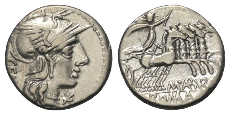 C. Aburius Geminus.

 Denar (Silber). 134 v. Chr. Rom.
Vs: GEM. Kopf der Roma...