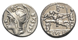 L. Iulius Caesar.

 Denar (Silber). 103 v. Chr. Rom.
Vs: CAESAR. Kopf des Mars links.
Rs: L IVLI L F. Venus mit Szepter in Cupidobiga nach links f...