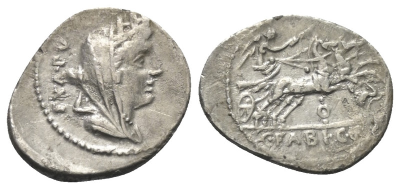 C. Fabius Hadrianus.

 Denar (Silber). 102 v. Chr. Rom.
Vs: EX A PV. Drapiert...