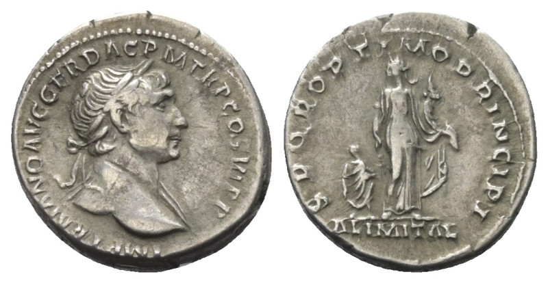 Traianus (98 - 117 n. Chr.).

 Denar (Silber). 112 - 113 n. Chr. Rom.
Vs: IMP...