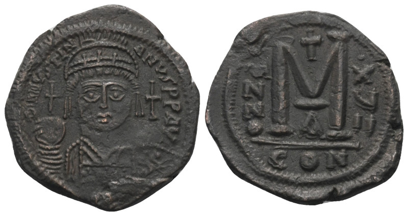 Iustinianus I. (527 - 565 n. Chr.).

 Follis (40 Nummi). Constantinopolis.
Vs...