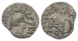 Gepiden.

 Viertelsiliqua (Silber). Ca. 520 - 530 n. Chr. (im Namen des Anastasius I.). Sirmium.
Vs: Büste mit Perldiadem und Panzer rechts.
Rs: T...