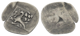 Bayern - Ingolstadt. Stephan III. (1375 - 1413) und Ludwig VII. (1413 - 1443).

 Einseitiger Pfennig (Vierschlag, Silber). Ingolstadt.
Vs: Steigend...