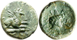 Thrakien: AE Dichalkon, 345/323 v. Chr., 3,38 g, tiefgrüne Patina, vorzüglich.
 [differenzbesteuert]